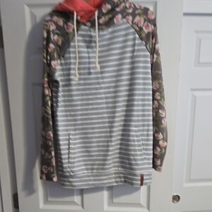 Avenue Striped Hoodie with Floral Accents